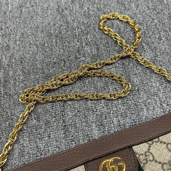 Gucci Ophidia Chain Brown Small Canvas Shoulder Bag 899-081425 - Picture 9 of 13